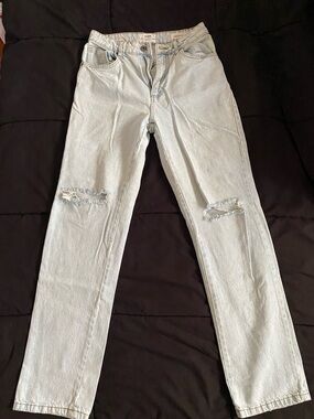Cotton On Light Blue Straight Leg Jeans with Knee Rips